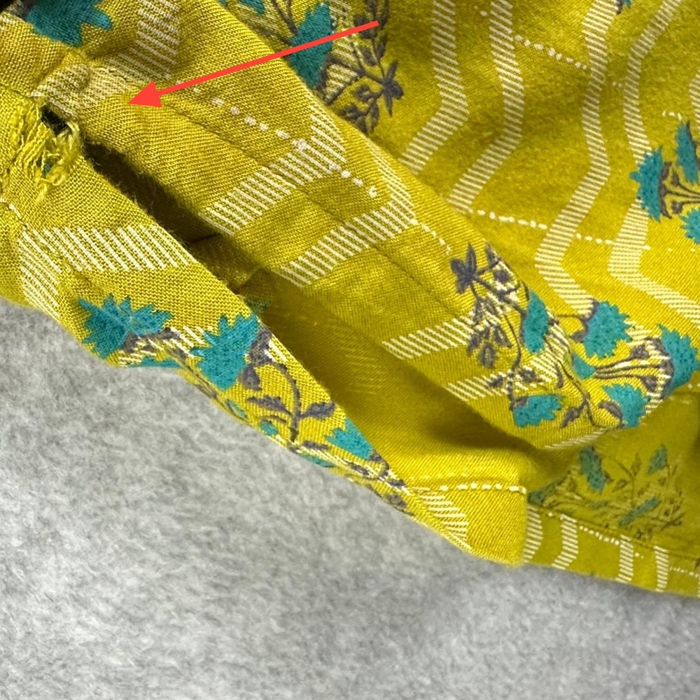 Avaasa Yellow Floral Chevron Kurti Tunic Dress XXL Lagenlook Roll Sleeve Boho - Picture 9 of 16